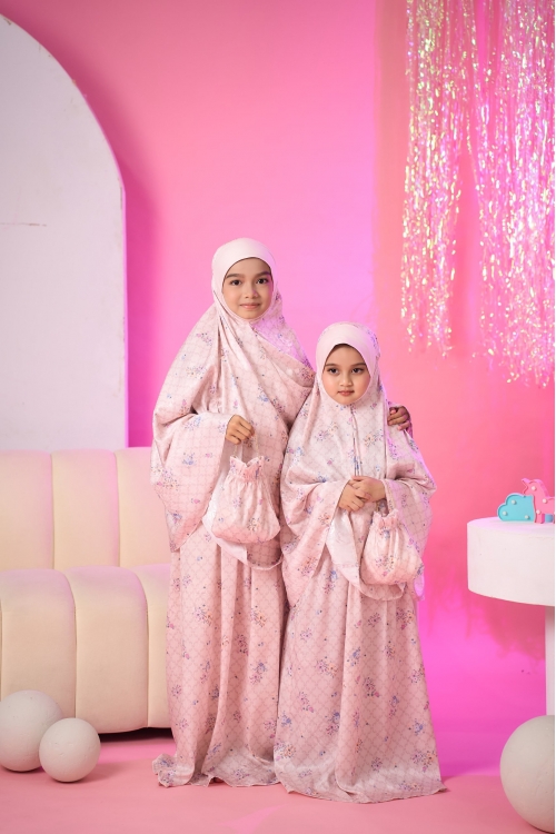 Telekung Travel Lunara Dotter Lili Pink 